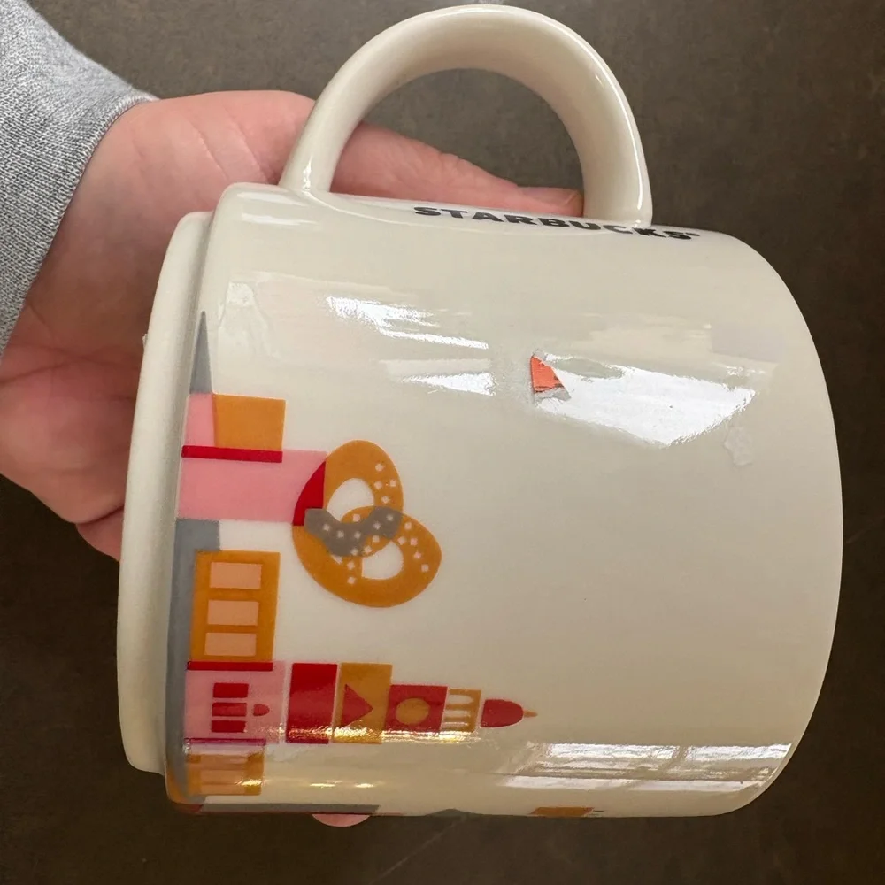 Starbucks White and Red Ceramic Mug with Abstract Design - Picture 2 of 4